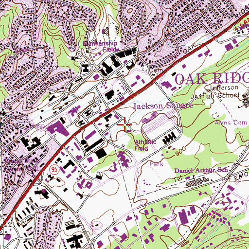 Topographic Map of Jackson Square Post Office, TN