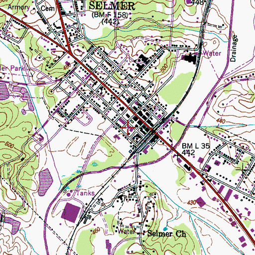 Topographic Map of Selmer Post Office, TN
