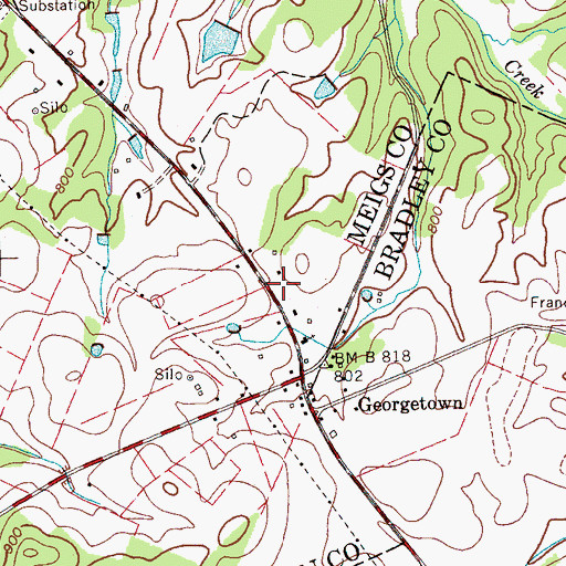 Topographic Map of Georgetown Post Office, TN