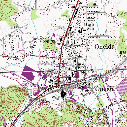 Topographic Map of Oneida Post Office, TN