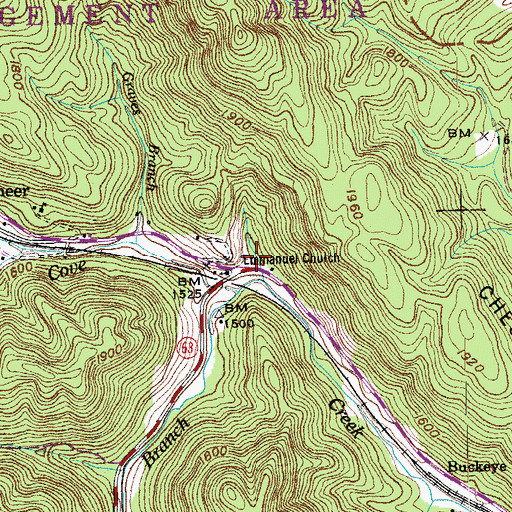 Topographic Map of Pioneer Post Office, TN