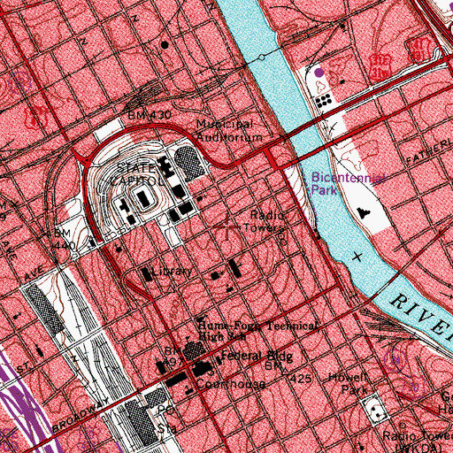Topographic Map of Arcade Post Office, TN