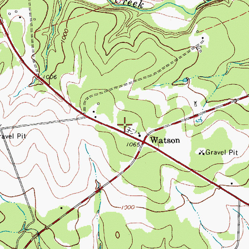 Topographic Map of Watson Cemetery, TX