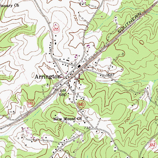 Topographic Map of Arrington Post Office, VA