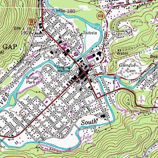 Topographic Map of Big Stone Gap Post Office, VA