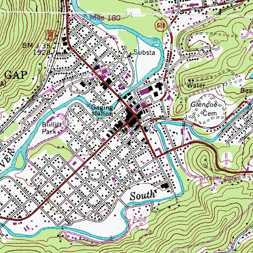 Topographic Map of Big Stone Gap Post Office, VA