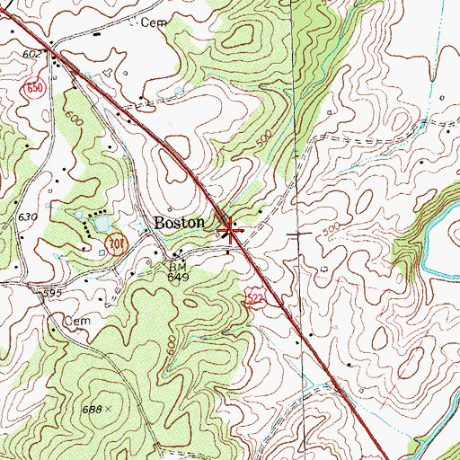 Topographic Map of Boston Post Office, VA