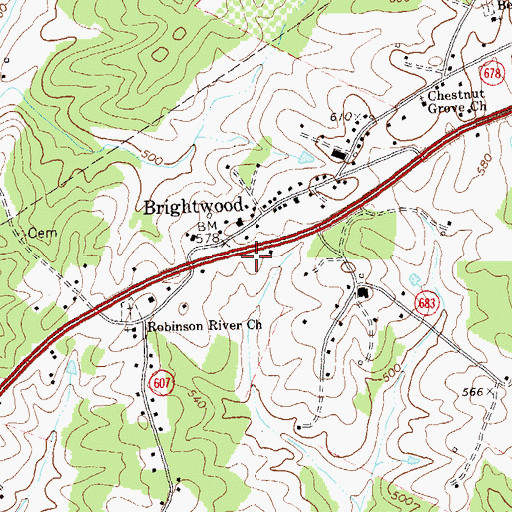 Topographic Map of Brightwood Post Office, VA