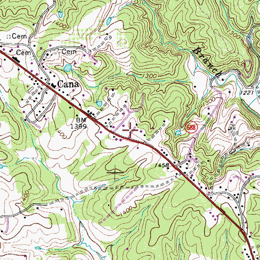 Topographic Map of Cana Post Office, VA
