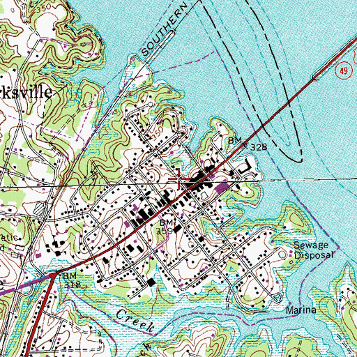 Topographic Map of Clarksville Post Office, VA