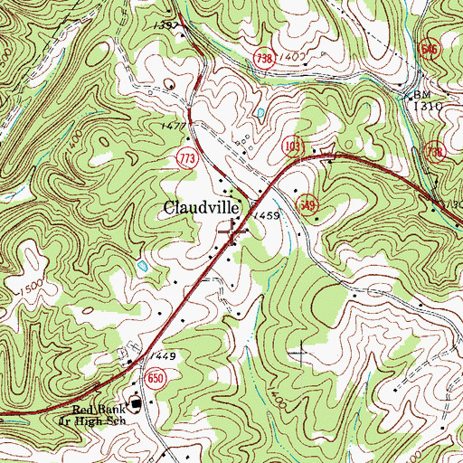 Topographic Map of Claudville Post Office, VA