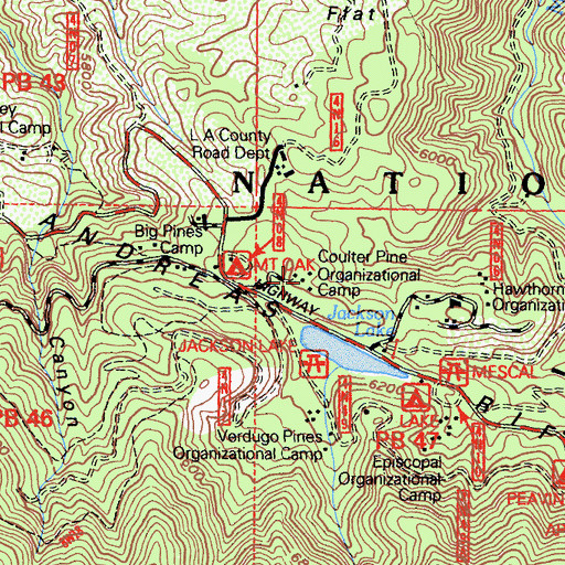 Topographic Map of Camp Kassab, CA
