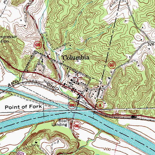Topographic Map of Columbia Post Office, VA