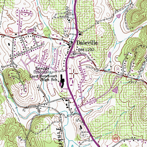 Topographic Map of Daleville Post Office, VA