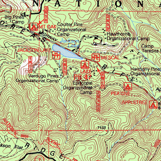 Topographic Map of Camp Ester, CA