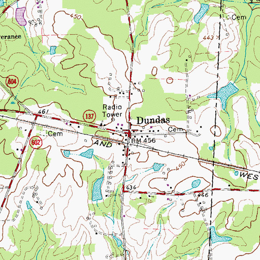 Topographic Map of Dundas Post Office, VA