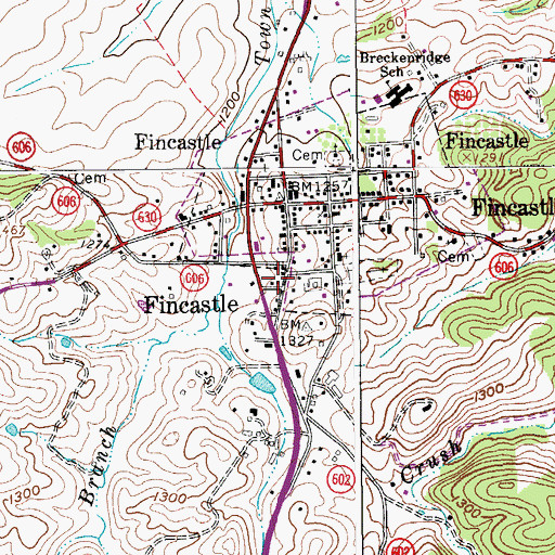 Topographic Map of Fincastle Post Office, VA