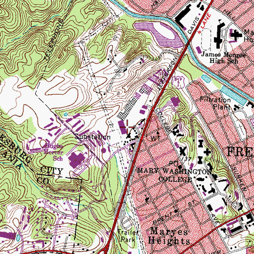 Topographic Map of College Station Post Office, VA