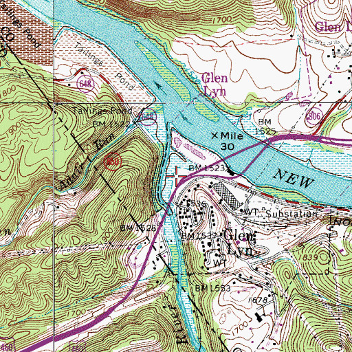 Topographic Map of Glen Lyn Post Office, VA