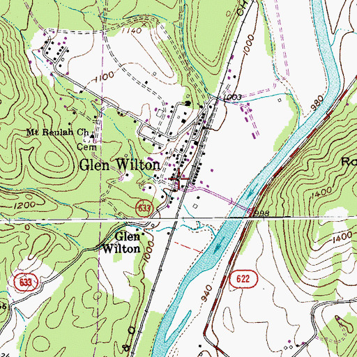 Topographic Map of Glen Wilton Post Office, VA