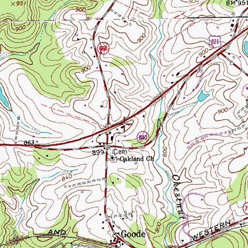 Topographic Map of Goode Post Office, VA