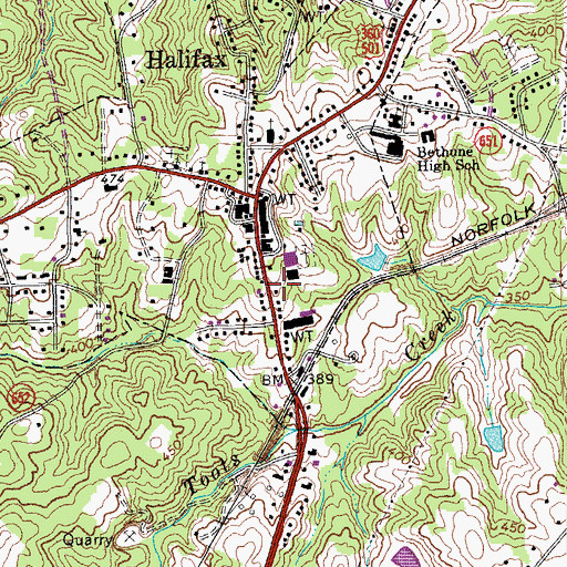 Topographic Map of Halifax Post Office, VA