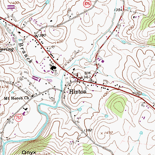 Topographic Map of Hinton Post Office, VA