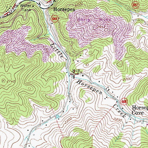 Topographic Map of Horsepen Post Office, VA