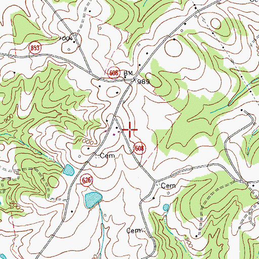 Topographic Map of Huddleston Post Office, VA