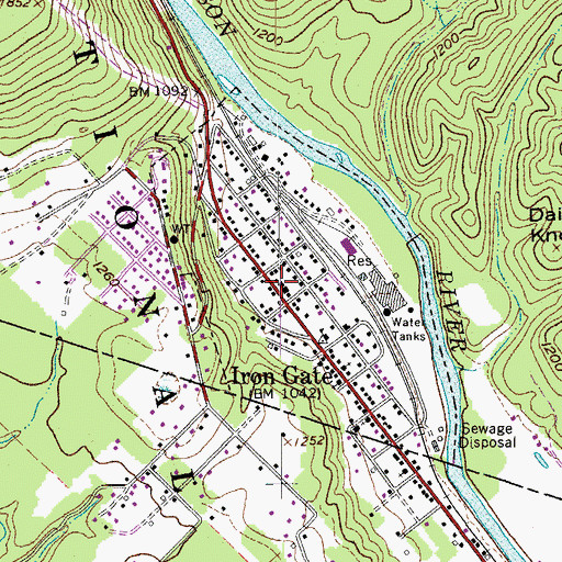 Topographic Map of Iron Gate Post Office, VA