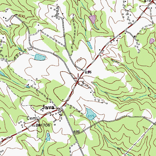 Topographic Map of Java Post Office, VA