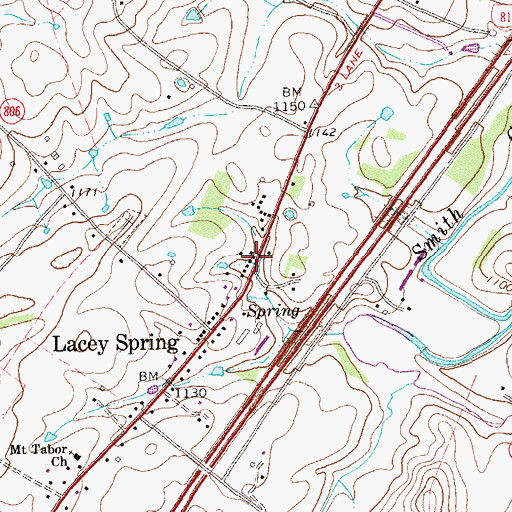Topographic Map of Lacey Spring Post Office, VA