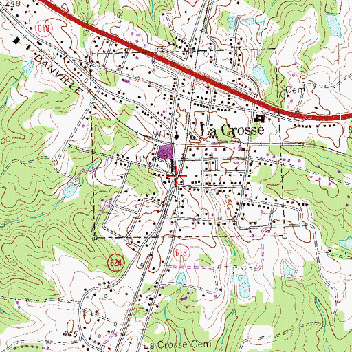 Topographic Map of La Crosse Post Office, VA