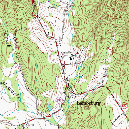 Topographic Map of Lambsburg Post Office, VA