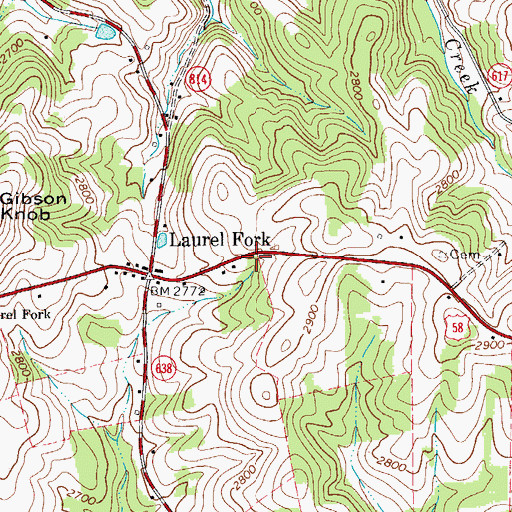 Topographic Map of Laurel Fork Post Office, VA