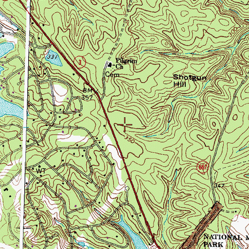 Topographic Map of Locust Grove Post Office, VA