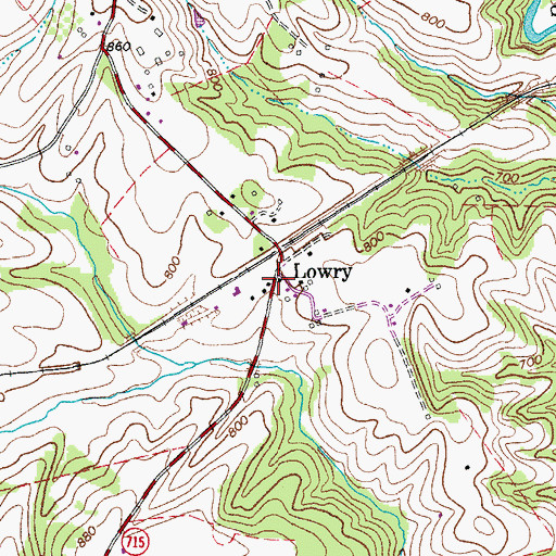Topographic Map of Lowry Post Office, VA