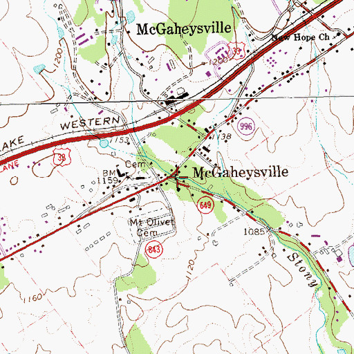 Topographic Map of McGaheysville Post Office, VA