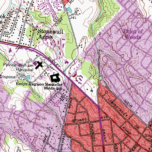 Topographic Map of Manassas Post Office, VA