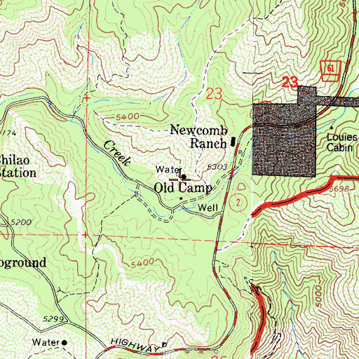 Topographic Map of Chilao Visitors Center, CA