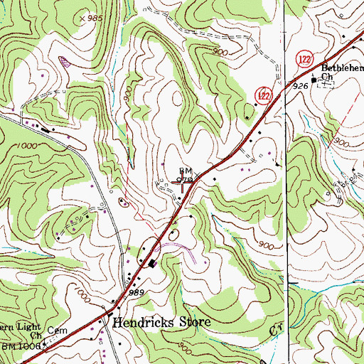 Topographic Map of Moneta Post Office, VA