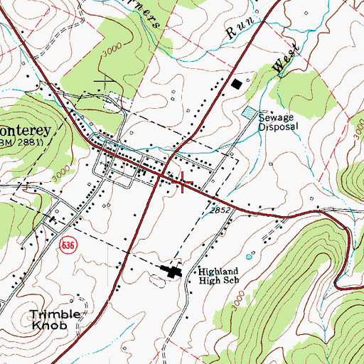 Topographic Map of Monterey Post Office, VA