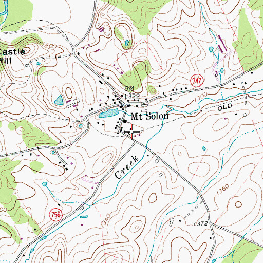 Topographic Map of Mount Solon Post Office, VA
