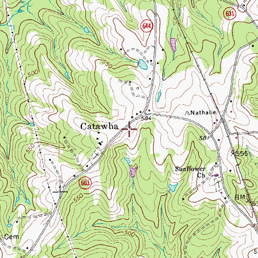 Topographic Map of Nathalie Post Office, VA