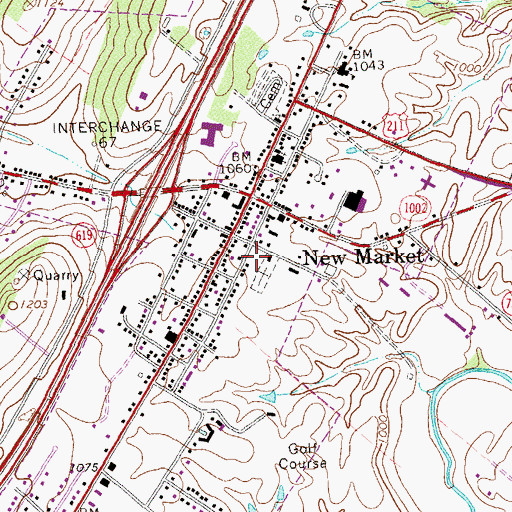 Topographic Map of New Market Post Office, VA