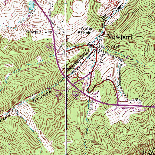 Topographic Map of Newport Post Office, VA