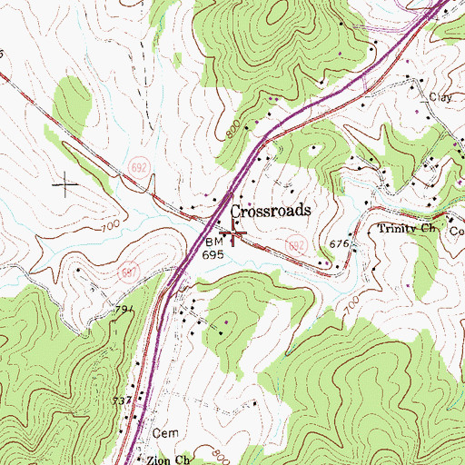 Topographic Map of North Garden Post Office, VA