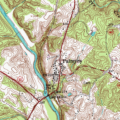 Topographic Map of Palmyra Post Office, VA