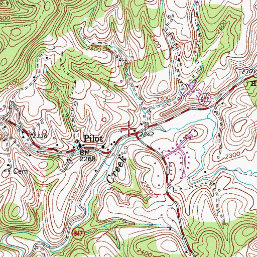 Topographic Map of Pilot Post Office, VA