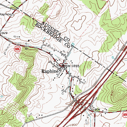 Topographic Map of Raphine Post Office, VA